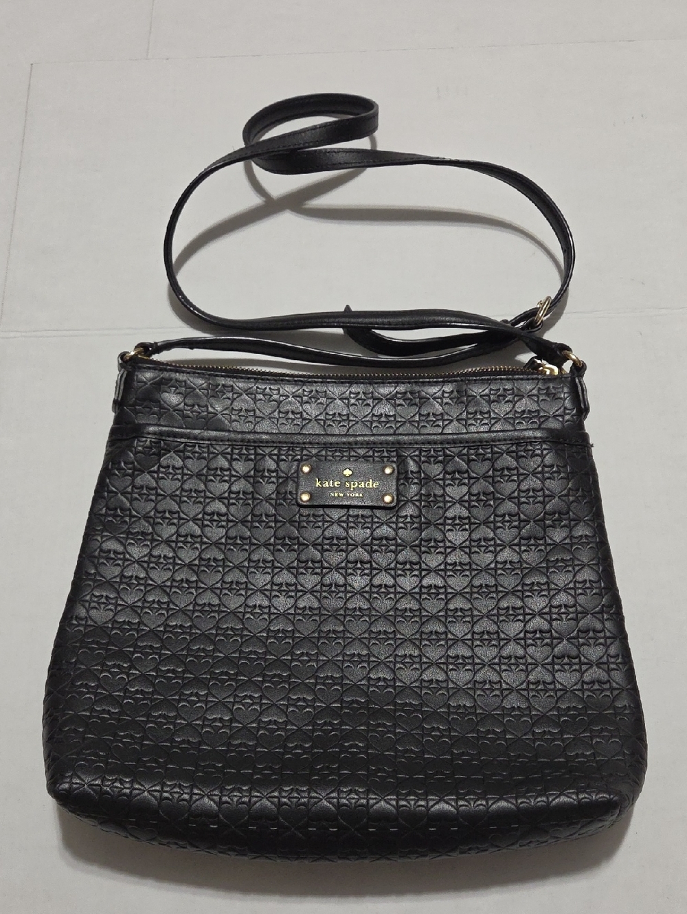 kate spade Black Embossed Leather Crossbody Shoulder Bag